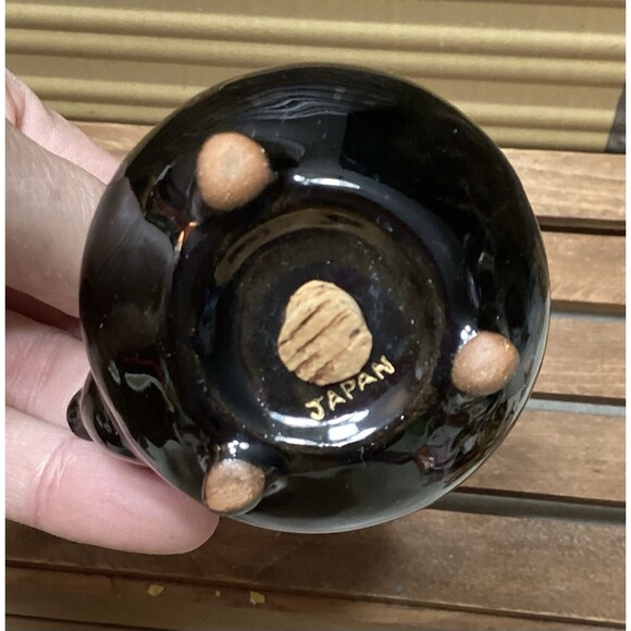 Vintage Black Teapot Kettle w/ Rooster Salt & Pepper Shakers Made in Japan - Picture 10 of 14